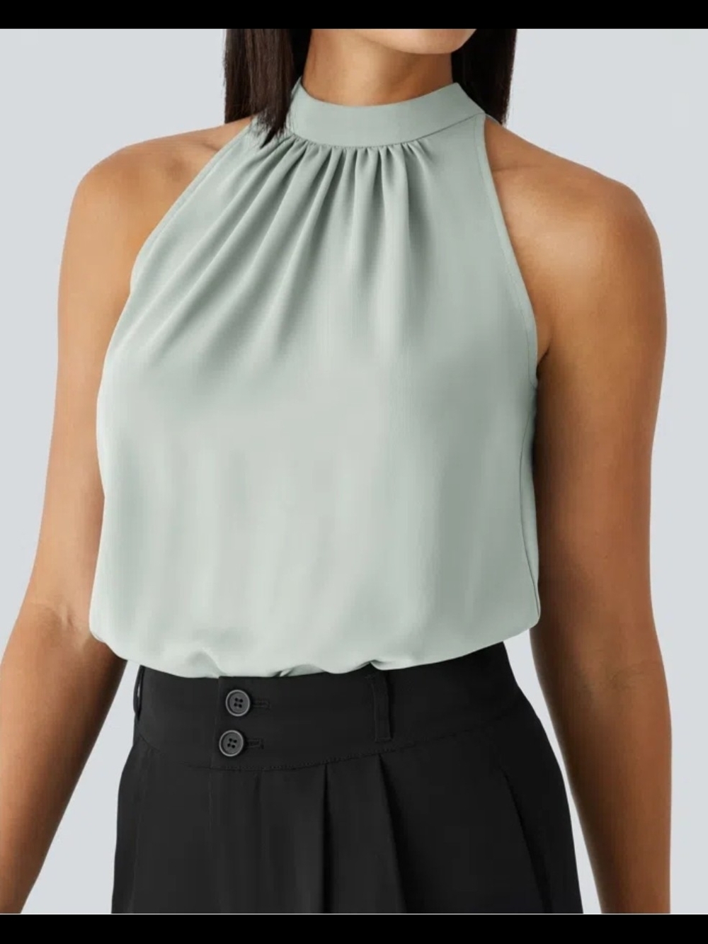 HALARA Mock Neck Sleeveless Camisole in Sage